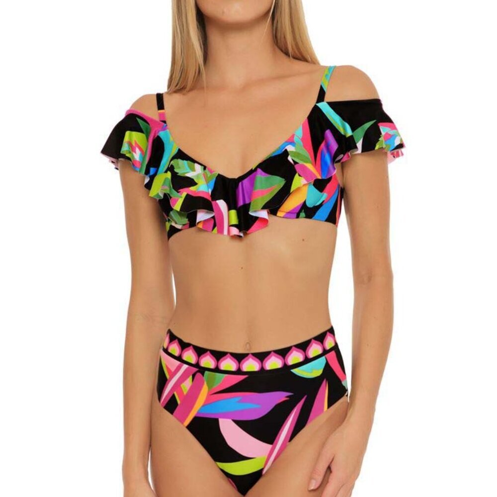 NWT Trina Turk Birds Of Paradise Underwire Bikini Swim Top & High Waist Bottom 6